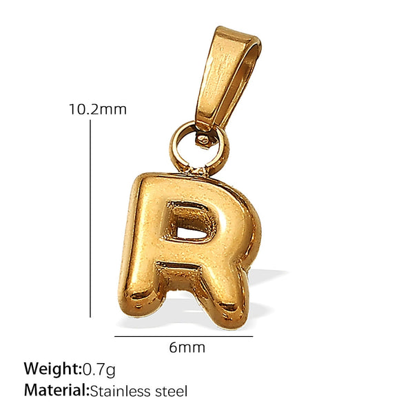 Simple Jewelry Accessories 316L Stainless Steel Mini Bubble Letter Pendant Plated 18K Gold Electroplated