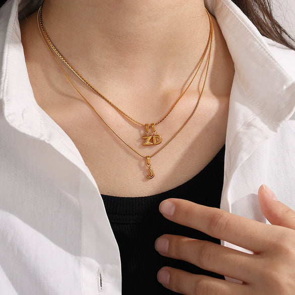 Simple Jewelry Accessories 316L Stainless Steel Mini Bubble Letter Pendant Plated 18K Gold Electroplated