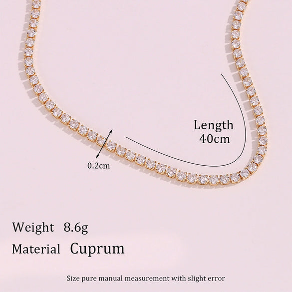 Simple Joker Temperament Women's Jewelry Copper Plated With 18K Gold Micro Zircon Chain Necklace Geometric Design Electroplating