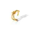Simple Knotted Stainless Steel Opening Ring With Vacuum Real Gold Electroplating In Pvd Furnace