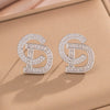 Simple Letter Light Luxury Super Shiny Stud Earrings Copper Real Gold Plated
