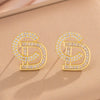 Simple Letter Light Luxury Super Shiny Stud Earrings Copper Real Gold Plated