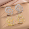 Simple Letter Light Luxury Super Shiny Stud Earrings Copper Real Gold Plated