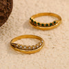 Simple Light Luxury Elegant Fashion Ring Jewelry Stainless Steel Niche Exquisite Zircon Double Layer Geometric Electroplated Ring
