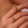 Simple Light Luxury Elegant Fashion Ring Jewelry Stainless Steel Niche Exquisite Zircon Double Layer Geometric Electroplated Ring