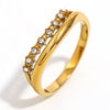 Simple Light Luxury Elegant Fashion Ring Jewelry Stainless Steel Niche Exquisite Zircon Double Layer Geometric Electroplated Ring