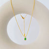 Simple Light Luxury Emerald Single Diamond Titanium Steel Women's Necklace With Geometric Design