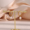 Simple Light Luxury Fashion Women's Earrings Stainless Steel 18K Gold Plated With Freshwater Pearl Geometric Design