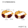 Simple Light Luxury Geometric Stainless Steel Earrings With Glaze Ear Buckle And Electroplating For Women