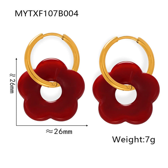 Simple Light Luxury Geometric Stainless Steel Earrings With Glaze Ear Buckle And Electroplating For Women