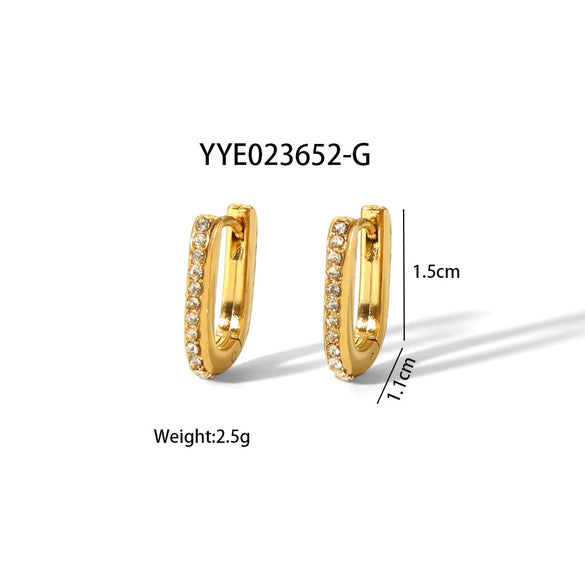 Simple Light Luxury Joker Touch Ear Buckle Stainless Steel Earrings With Geometric Pattern Pvd Furnace Real Gold Electroplating For Women