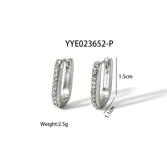 Simple Light Luxury Joker Touch Ear Buckle Stainless Steel Earrings With Geometric Pattern Pvd Furnace Real Gold Electroplating For Women