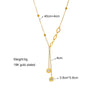 Simple Light Luxury Long Tassel Diamondembedded Irregular Circle Pendant Titanium Steel Necklace With Geometric Pattern And Electroplating Treatment