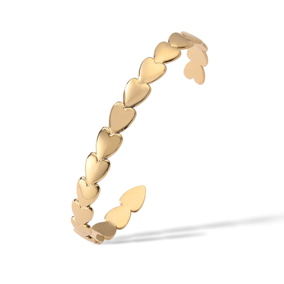 Simple Light Luxury Love Open Bracelet Stainless Steel 18K Gold Plated