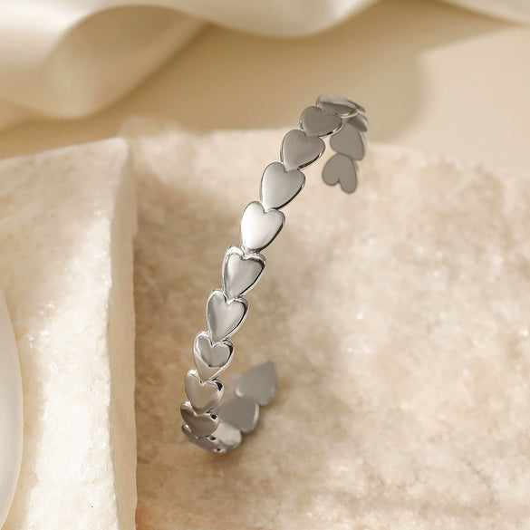 Simple Light Luxury Love Open Bracelet Stainless Steel 18K Gold Plated