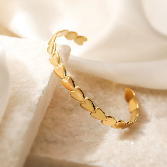 Simple Light Luxury Love Open Bracelet Stainless Steel 18K Gold Plated