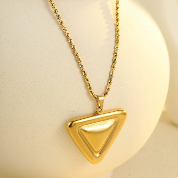 Simple Light Luxury Triangular Stainless Steel Electroplated Jewelry Earrings Necklace For Women