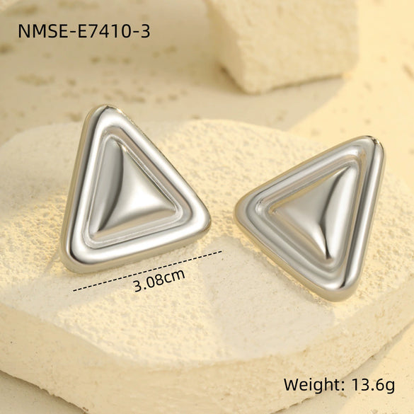 Simple Light Luxury Triangular Stainless Steel Electroplated Jewelry Earrings Necklace For Women