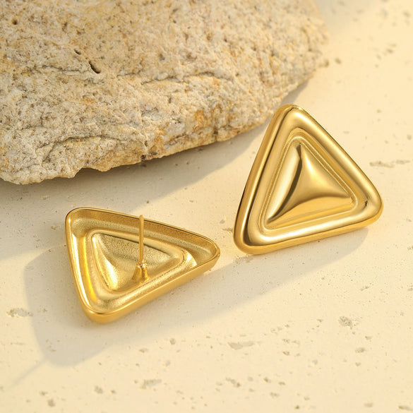 Simple Light Luxury Triangular Stainless Steel Electroplated Jewelry Earrings Necklace For Women