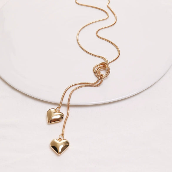 Simple Love Female Personality Creative Long Sweater Chain Jewelry Alloy Heart Shaped Electroplated