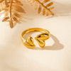 Simple Love Heart Shaped Bow Titanium Steel Opening Adjustable Ring With Electroplating