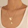 Simple Love Hollow Heart Pendant Necklace For Women Stainless Steel Electroplated Y Shaped Collarbone Chain
