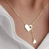 Simple Love Hollow Heart Pendant Necklace For Women Stainless Steel Electroplated Y Shaped Collarbone Chain
