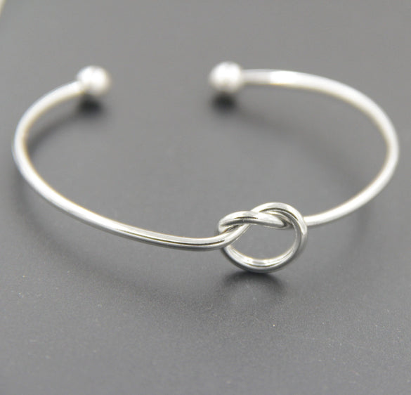 Simple Love Knot Copper Open Bracelet For Women With Electroplated Fashion Jewelry Design