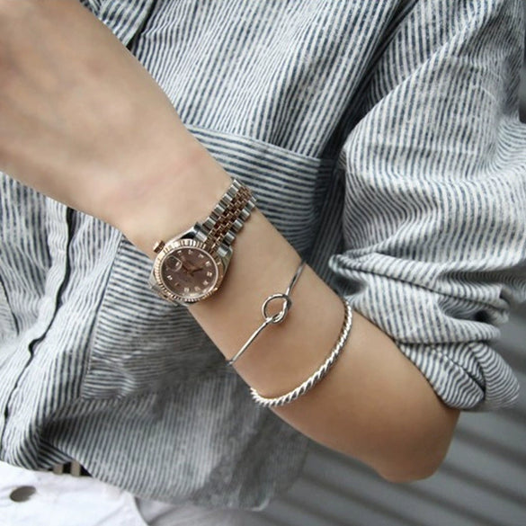 Simple Love Knot Copper Open Bracelet For Women With Electroplated Fashion Jewelry Design