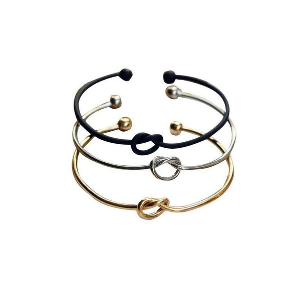 Simple Love Knot Copper Open Bracelet For Women With Electroplated Fashion Jewelry Design