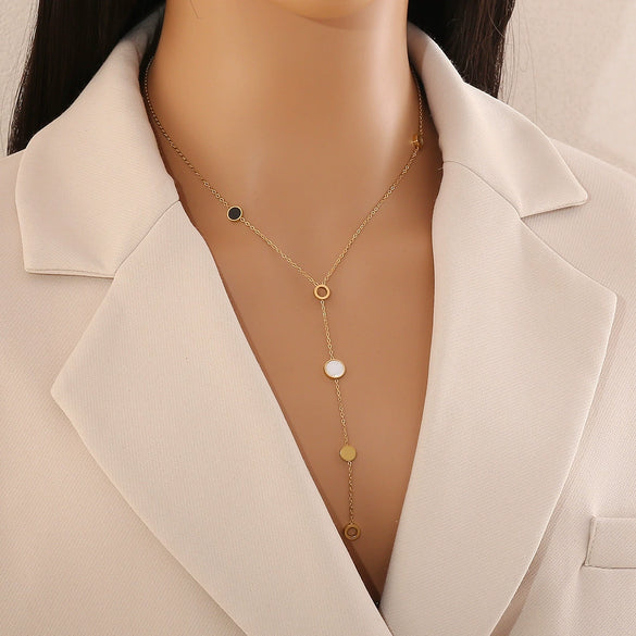 Simple Love Yshaped Stainless Steel Necklace With Star And Heart Shape Electroplated For Women