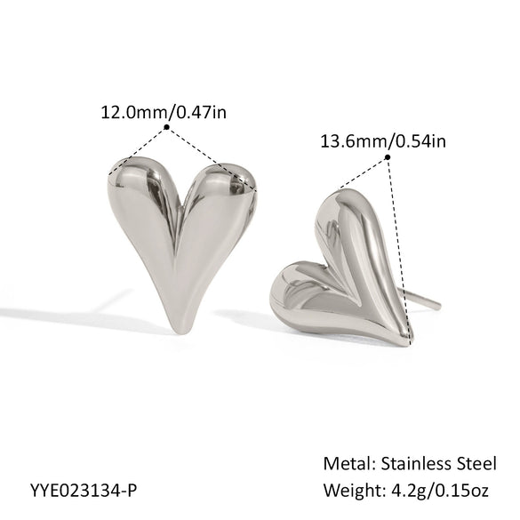 Simple Lover Heart Shape Stainless Steel Earrings For Women Pvd Vacuum Real Gold Plated