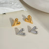 Simple Lover Heart Shape Stainless Steel Earrings For Women Pvd Vacuum Real Gold Plated