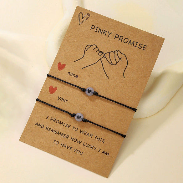 Simple Luminous Love Lucky Beads Friendship Couple Hook Card Adjustable Hand Knitted Thread Rope Unisex Cartoon Bracelet