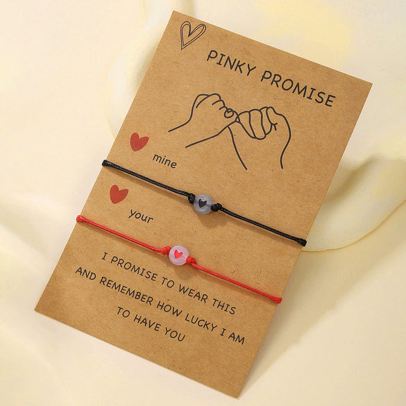 Simple Luminous Love Lucky Beads Friendship Couple Hook Card Adjustable Hand Knitted Thread Rope Unisex Cartoon Bracelet