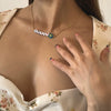 Simple Metal Chain Letter Glass Small Flower Collarbone Necklace Material Fine Copperclad Iron Acrylic Glass Flower Process Electroplating