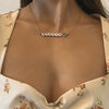 Simple Metal Chain Letter Glass Small Flower Collarbone Necklace Material Fine Copperclad Iron Acrylic Glass Flower Process Electroplating