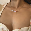 Simple Metal Chain Letter Glass Small Flower Collarbone Necklace Material Fine Copperclad Iron Acrylic Glass Flower Process Electroplating