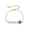 Simple Metal Chain Letter Glass Small Flower Collarbone Necklace Material Fine Copperclad Iron Acrylic Glass Flower Process Electroplating