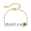 Simple Metal Chain Letter Glass Small Flower Collarbone Necklace Material Fine Copperclad Iron Acrylic Glass Flower Process Electroplating