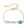 Simple Metal Chain Letter Glass Small Flower Collarbone Necklace Material Fine Copperclad Iron Acrylic Glass Flower Process Electroplating