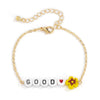 Simple Metal Chain Letter Glass Small Flower Collarbone Necklace Material Fine Copperclad Iron Acrylic Glass Flower Process Electroplating