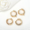 Simple Micro Inlaid Zircon Copper Electroplated 14K Gold Color Round Ear Buckle Earrings For Women