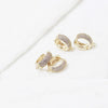 Simple Micro Inlaid Zircon Copper Electroplated 14K Gold Color Round Ear Buckle Earrings For Women