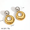 Simple Minimalist Style Women's Circular Stainless Steel Earrings With Geometric Styling And Electroplating