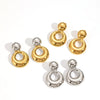 Simple Minimalist Style Women's Circular Stainless Steel Earrings With Geometric Styling And Electroplating