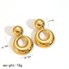 Simple Minimalist Style Women's Circular Stainless Steel Earrings With Geometric Styling And Electroplating