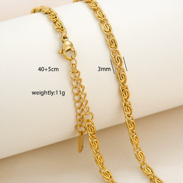 Simple Minimalist U Shape Snake Bone Chain Stainless Steel And Titanium Steel Plated Chain Necklace For Unisex