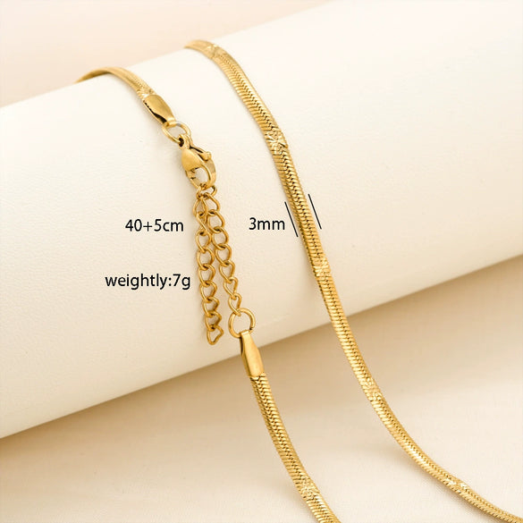Simple Minimalist U Shape Snake Bone Chain Stainless Steel And Titanium Steel Plated Chain Necklace For Unisex