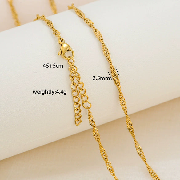 Simple Minimalist U Shape Snake Bone Chain Stainless Steel And Titanium Steel Plated Chain Necklace For Unisex